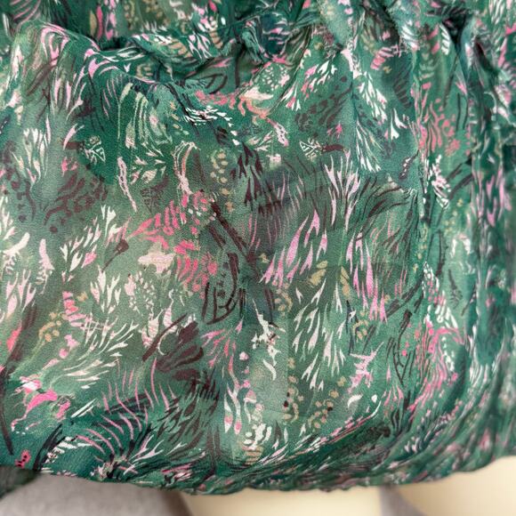 IRO Paris Date Top Blouse Size 38 Babydoll Ruffle Flutter Sleeve Semi Sheer Boho - Picture 12 of 16